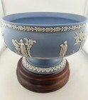 Wedgwood Jasperware Pale Blue   White Sacrifice Imperial Pedestal Bowl England