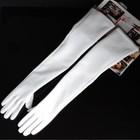 60cm Women s Real Leather White Wedding Bridal Party Evening Long opera Gloves