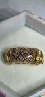 Nos Vintage 14k Yellow Gold Lattice Dome Ring Purple Amethyst 3g Stamped 575