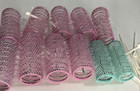 Lot Of 11 Vintage Brush Hair Rollers With Picks Pink 1      Green 5 8    Curlers