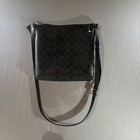 Coach Signature Black Logo Crossbody Bag Zip Top Silver Hardware Pockets