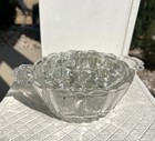 Vintage Clear Glass 16 Hole Flower Frog   Bowl Base Vase Scalloped Edge Garden