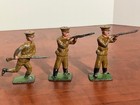 Vintage Britains Ltd Lead Infantry Soldiers Lot Of 3 Khaki Firing Running
