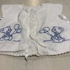 True Vintage Baby Hand Embroidered Teddy Bears White Lined Kimono Jacket Vest