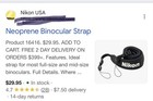 Nikon New Binocular Neck Strap Neoprene Quick Release Feature 