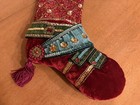 Christmas Stocking Tassel Red Velvet Beaded Jeweled Sequin