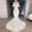 Luxury Mermaid Off Shoulder Wedding Dresses Sweetheart Lace Applique Bridal Gown