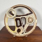 Vintage Folk Art Wall Hanging Wreath Woven Abstract Textile Artwork