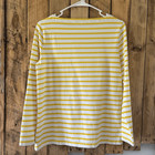 Vineyard Vines Size Small Boat Neck Striped Yellow   White Cotton Stretch Top