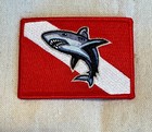 Scuba Diving Patch Shark Diver Down Red Embroidered Iron-on Souvenir Emblem New