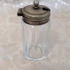 Vintage Glass Collectible Inkwell With Hinged Metal Flip-top Lid