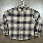 Eddie Bauer Mens Cream Black Plaid Flannel Button Down Shirt Size M New
