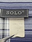 Vintage 90s Solo Mens Medium Shirt Blue Plaid Short Sleeve Made In Usa Skater
