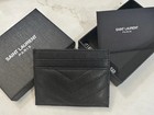 Saint Laurent Ysl  Black Leather Card Holder Case Wallet