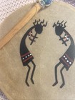 Drum Hand Painted Southwest Art With Beads 7    Dia With Stick Native American