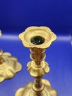 Pair Of Antique Queen Anne Brass Candlesticks Petal Base 18th Century England
