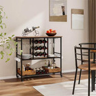 Rustic Brown 3-tiers Bar Cart Home Serving Cart On Wheels With Glass Racks Wine