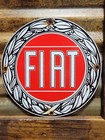 Vintage Fiat Porcelain Sign Italian Sport Car Sales Service Dealer 12  Enamel