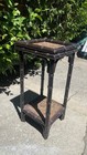 Vintage Palecek Rattan   Wood Bamboo-style Two-tier Accent Table   Plant Stand    