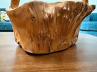 Rustic Artisan Hand Made Hand Turned Carved Wooden Wood Basket Bowl W  Handle