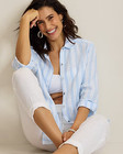 Tommy Bahama Womens Linen Stripe Shirt Relaxed Button Down