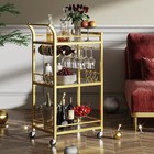 Multifunctional Bar Cart W  Wine Rack   Glass Holder Adjustable Rolling Trolley
