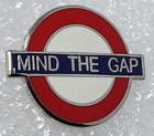 Vintage Mind The Gap London Underground Lapel Pin Enamel Travel Souvenir Uk