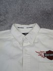 Vtg Harley Davidson Vest Mens Xl White Cotton Denim Button Up  