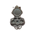 Vintage Ornate Metal Vanity Lipstick Holder With Mirror