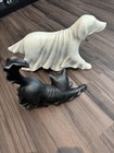Cracker Barrel Halloween 12    Ghost Cat And 18    Ghost Dog Figurine Bundle In-hand