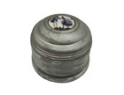 Vintage Metal Vanity Powder Puff Wind Up Music Box Trinket dancing Man Woman Lid