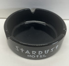 Vintage Stardust Hotel Las Vegas Ashtray Black Glass White Lettering Man Cave