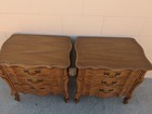 Vintage French Provincial Regency Wood Side Tables Night Stands End Tables