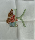 Vintage Handmade Beatrix Potter Cross-stitch 8x8 Block Letter    k    Quilt Pillow