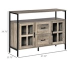 Sideboard Storage Cabinet With Glass Doors  Drawers And Shelves  Grey