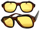 Classic Hardcore Vintage Retro Style Sunglasses Thick Brown Frame Orange Lens