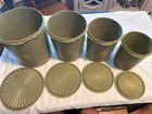 Tupperware 805 807 809 811 Set Of 4 Canisters Sage Green Avocado Servalier Lids