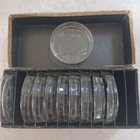 Vintage 1939 Worlds Fair New York Coaster Glass Ash Tray Set Of 10 Rare Set