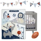 Lambs   Ivy Hall Of Fame Sports Animals 5-piece Crib Bedding Set - Gray blue
