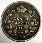 1919 Canada 5 Cents Silver Circulated Canadian 5 Cent 5c Coin Obv  Scratch -5471