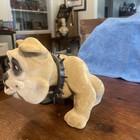 Vintage Large Nodding Head Bulldog Bobblehead Nodder Dog Flocked