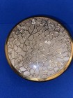 Vintage Art Deco Glass Vanity Cosmetic Makeup Jar W gold Lid Floral  Pattern Lid