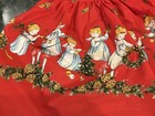 Vintage Christmas Half Apron Angels Pine Cones Trees Wreaths Cotton Mid-century