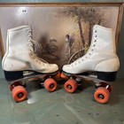 Vintage Roller Derby Roller Skates Size 5 Wmn Urethane Wheels 28  White Red  982