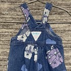 Vintage Oshkosh Bgosh Teddy Bear Print Baby Overalls Denim Jean Size 3-6 Months