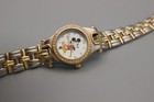 Vintage Disney Mickey Mouse Watch 85 8273 Running Quartz Two Tone Crystal Bezel