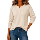 Women   s Top Long-sleeve Button-front Loose-fit Stylish   Comfortable Top