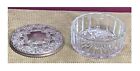 Vintage Beautiful Sliver-plate Lid    Clear Glass Bottom Trinket powder Puff Jar