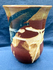 Vintage Art Pottery Vase Jar Drip Glaze Blues Teal Ceramic Signed By Artist 7 25