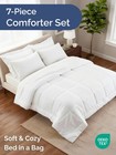 Queen Comforter Set - 7 Piece Bed In A Bag Queen Size Bed Set  Soft - White